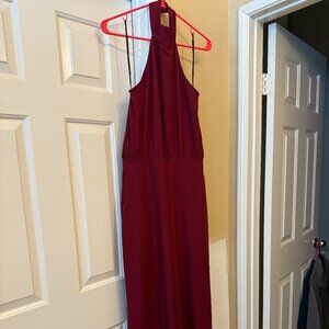 Lulus Moment For Life Jumpsuit Burgundy Halter Medium